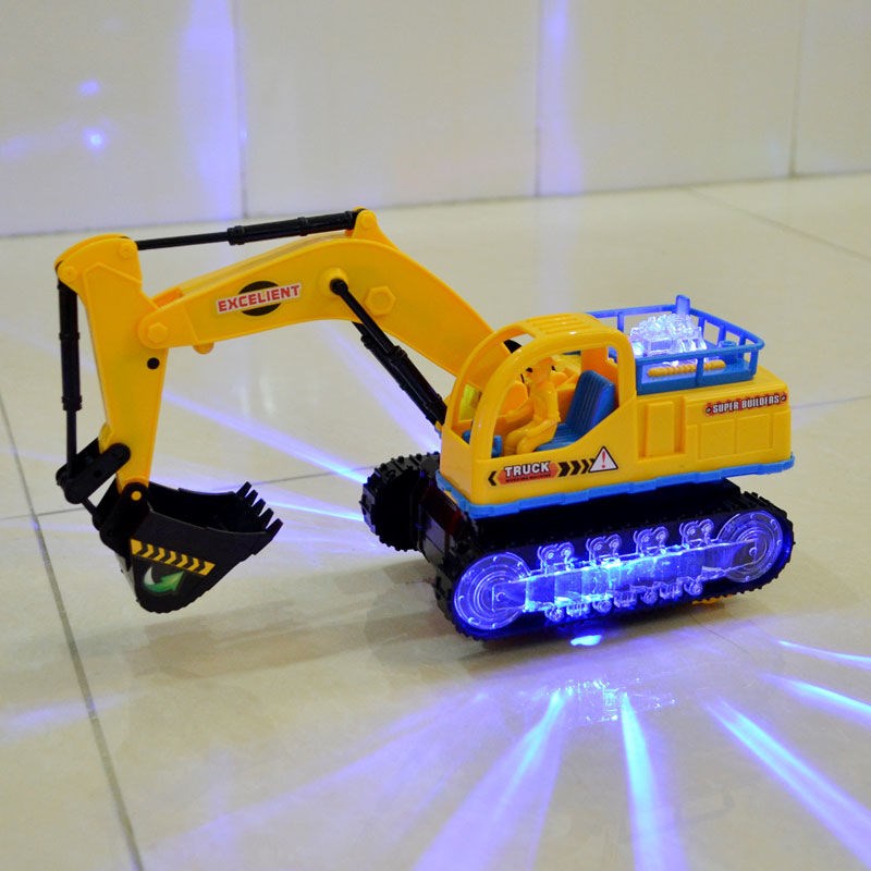  儿童电动挖掘机玩具车男孩宝宝音乐灯光万向工程车推土机变形玩具