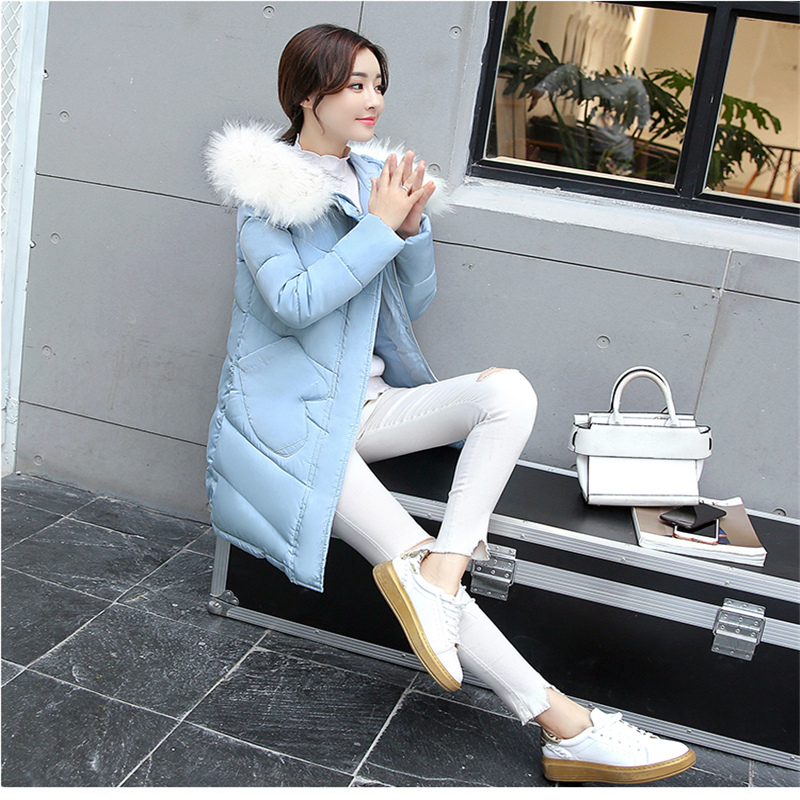 冬季新款韩版修身中长款羽绒棉服加厚外套