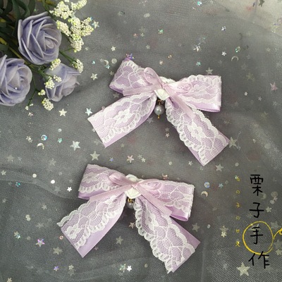 taobao agent Original homemade lolita element soft girl bow and soft girl hair clip lace side clip Lolita double ponytail clamp