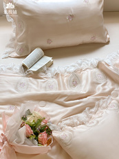 Химические волокна 公主风夏凉被蕾丝80双面支天丝夏被四件套 裸睡空调被夏季可机洗 OTHER