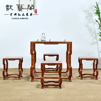 Bàn ghế gỗ gụ mới Trung Quốc bàn ăn vuông vuông Trung Quốc phong cách rắn gỗ vuông Bàn gỗ hồng mộc Miến Điện Tám bàn bất tử năm mảnh - Bộ đồ nội thất giường ngủ giá rẻ