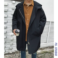 Fang Shao quần áo nam thanh niên Hàn Quốc áo khoác dài lỏng nam rắn màu mỏng xu hướng áo khoác trùm đầu áo khoác gió - Áo khoác bomber nam