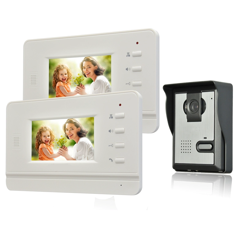 Biệt thự gia đình Hệ thống kiểm soát truy cập thông minh có dây video độ phân giải cao 7 inch có thể mở khóa một cho hai bán chuông hình Chuông cửa có hình