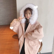 Quần áo cotton nữ 2018 mới mùa đông nữ phiên bản Hàn Quốc của áo cổ lông rộng có mũ trùm đầu áo khoác cotton nữ áo khoác cotton dài