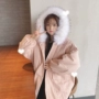 Quần áo cotton nữ 2018 mới mùa đông nữ phiên bản Hàn Quốc của áo cổ lông rộng có mũ trùm đầu áo khoác cotton nữ áo khoác cotton dài áo khoác lông vũ dáng dài nữ