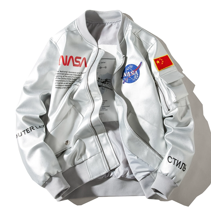 Mùa thu và mùa đông NASA phi hành gia quần áo da nam và nữ cặp đôi quần áo bóng chày xu hướng đẹp trai quần áo áo khoác da áo khoác nam - Quần áo lông thú