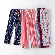 c mùa xuân và mùa hè mỏng phần pyjama cotton cotton pyjama điều hòa không khí nhà quần dệt cotton quần phụ nữ kích thước lớn