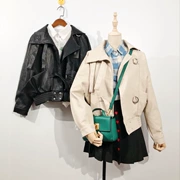 Áo khoác da lỏng lẻo của phụ nữ đoạn ngắn 2018 mùa thu mới Hàn Quốc phiên bản của pu xe gắn máy áo khoác da áo khoác là mỏng hoang dã
