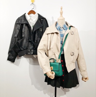 Áo khoác da lỏng lẻo của phụ nữ đoạn ngắn 2018 mùa thu mới Hàn Quốc phiên bản của pu xe gắn máy áo khoác da áo khoác là mỏng hoang dã áo khoác da nữ hàng hiệu Quần áo da