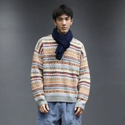 Macheda mùa thu và mùa đông gió quốc gia áo len cổ tròn nam thanh niên áo thun retro Nhật Bản lỏng áo len dày