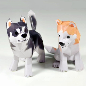 Dog mô hình động vật Huskies Shiba Inu handmade giấy TỰ LÀM nguyên liệu giấy gói mô hình cần phải được cắt