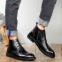 Giày nam mùa thu Giày cao cổ Hàn Quốc Giày nam Martin Boots Nam Anh Black Bullock High Help Khắc khắc Giày nam chelsea boot nam giá rẻ