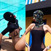 Mặt nạ đắp mặt Gini hoodie áo tắm chống nắng dành cho người lớn đeo mặt nạ bơi nam và nữ mùa hè mặt bơi qua mũ - Mũ bơi