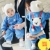 Baby cộng nhung jumpsuit mùa đông nam và nữ sơ sinh cardigan cho bé 0-3-6-12 tháng ra quần áo body chip tre em Áo liền quần