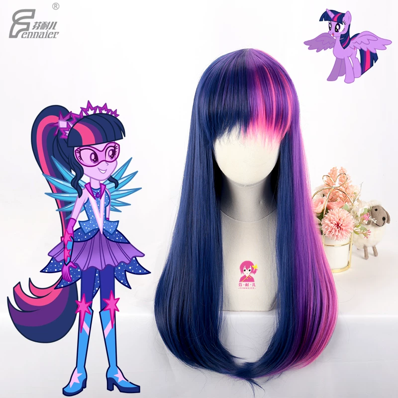 Стиль pony tail, фиолетовый хвост, парик, прямые волосы, косплей