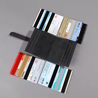 ALCANTARA flip fur da lộn túi da thẻ đa năng ví đơn giản thẻ tín dụng dung lượng lớn - Chủ thẻ ví tiền