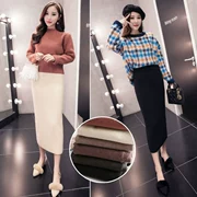 Phiên bản Hàn Quốc 2018 cơ bản thu đông 2018 mới đan len dày túi hông váy bút chì chân váy nữ