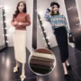 Phiên bản Hàn Quốc 2018 cơ bản thu đông 2018 mới đan len dày túi hông váy bút chì chân váy nữ chân váy tutu