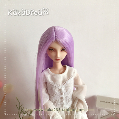 taobao agent Side, long straight wig ancient style light purple BJD/AZ/OB/Keer/Barbie doll