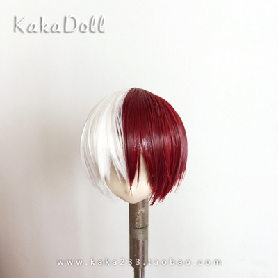 taobao agent Tea Kaka hand | Battle color short hair wig red and white BJD/AZ/OB/Keer/Barbie doll