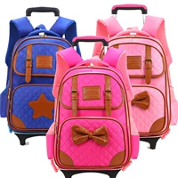 Trẻ em đẩy- kéo túi có thể được kéo ba vòng leo cầu thang 6-12 tuổi cô gái kéo thanh hộp bánh ba lô có thể tháo rời nam vali tre em
