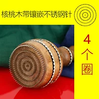 Четыре круга игл из нержавеющей стали, инкрустированные деревом ореха