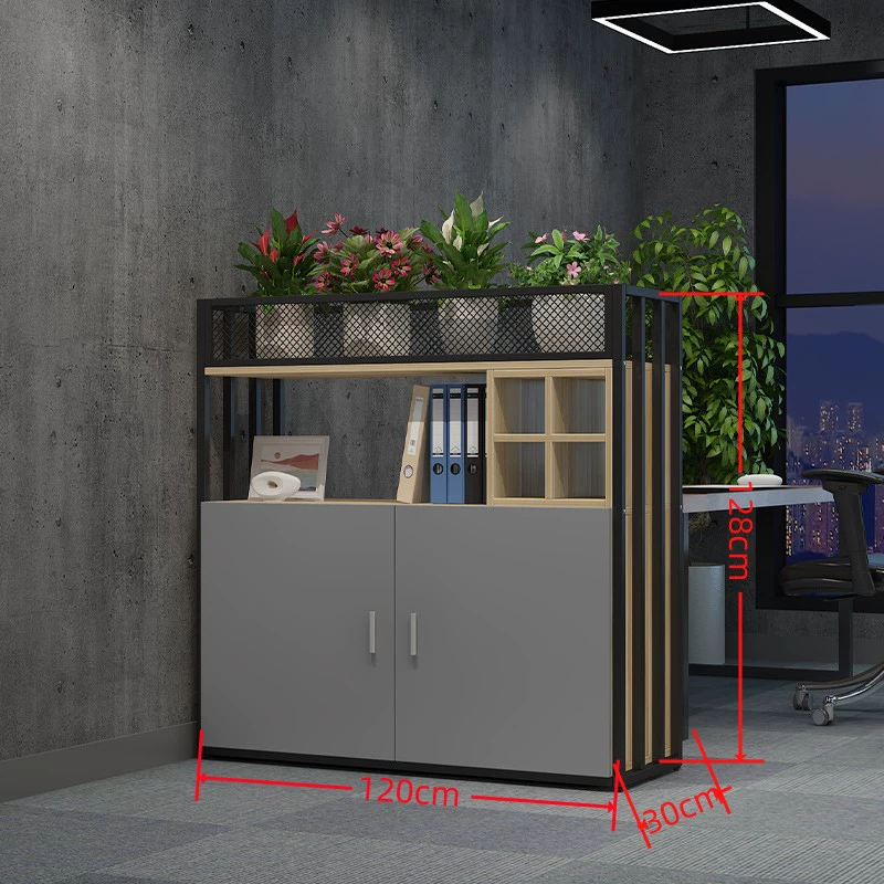 Tủ vách ngăn văn phòng tùy chỉnh 
            màn hình sắt rèn trang trí máng hoa nhiều lớp kết hợp đơn giản hai mặt thấp tủ lưu trữ tủ trưng bày giá vách ngăn nhựa 