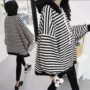 Phụ nữ mang thai áo len xuân 2019 phiên bản mới của Hàn Quốc của áo bà bầu lỏng lẻo áo khoác trùm đầu áo khoác size lớn tay dài mùa thu đông mặc đầm bầu đẹp