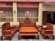 Đồ nội thất bằng gỗ gụ tiêu chuẩn quốc gia Gỗ hồng mộc Miến gỗ hồng lớn Trái cây cổ điển Trung Quốc 123 chỗ ngồi 6 mảnh đặt sofa - Bộ đồ nội thất