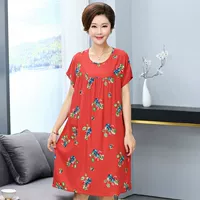 Bộ đồ ngủ bằng lụa cotton nguyên chất cho phụ nữ mùa hè cotton nhân tạo váy ngủ ngắn tay cotton lụa váy cỡ lớn cho bà bầu phục vụ nhà - Đêm đầm váy ngủ cao cấp