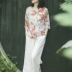 Nian Jiangnan Cotton Phong cách Trung Quốc Áo sơ mi vải lanh của phụ nữ 2021 New Fruit In thêu tay Váy trà tay giữa Ramie Top - Áo sơ mi Áo sơ mi
