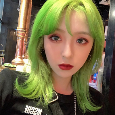 taobao agent Net red anchor wig female clavicle long hair Korean air bangs green fashion short straight hair matte whole wig