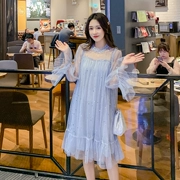 Trang phục bà bầu 2019 hè mới thời trang thủy triều mẹ thả lưới ngọt ngào váy cổ tích đầm nữ - Áo thai sản