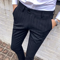 Thu đông 2018 nam mới phiên bản Hàn Quốc của quần sọc phù hợp với quần lửng nam chân mỏng áo suit nam