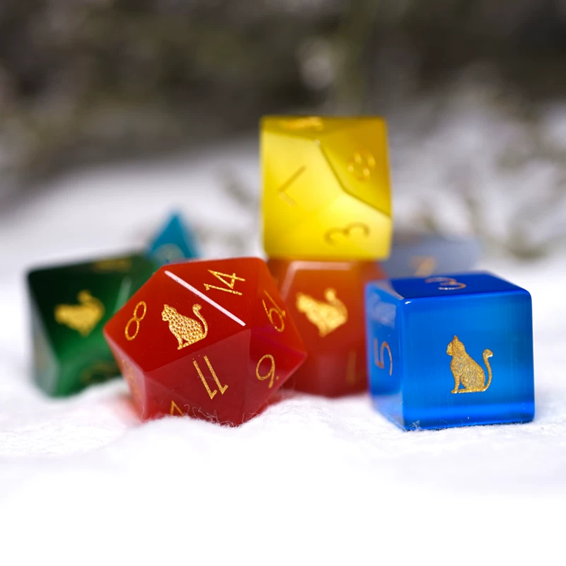 Кость, настольная игра, "котячий глаз", с драгоценным камнем, полный набор, индивидуальная пошивка, кот