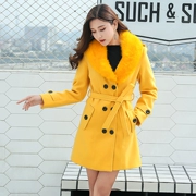 SSY mùa thu và mùa đông phiên bản Hàn Quốc mới của xu hướng áo khoác mỏng dành cho nữ trong phần dài của chiếc áo len lông cừu cổ rộng 6001 - Áo khoác dài