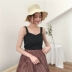 Mùa hè mới của Hàn Quốc phiên bản của chic slim slimming áo sơ mi nữ solid color hoang dã áo thun dây đeo ngắn vest Áo ba lỗ