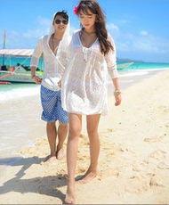 Купальник для пары 沙滩情侣装夏新款情侣游泳衣套装蜜月海边防晒衣男比基尼罩衫qlz