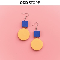 Odd Store | Mondrian | Vintage Retro Funny Color Block Collision Stitching Деревянные серьги Ухой клип