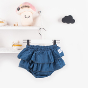 1-3 tuổi cô gái trẻ sơ sinh mặc denim tóm tắt đồ lót nữ bé lớn PP công chúa bánh mì quần mùa hè