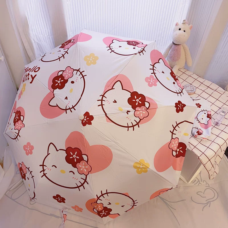 Hello Kitty, фуксия автоматический милый японский свежий зонт, полностью автоматический, интернет-селебрити