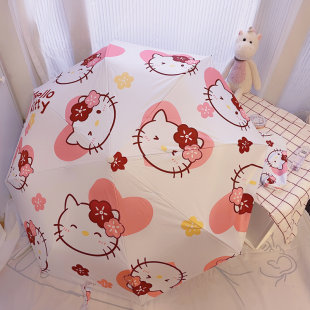 Hello Kitty, фуксия автоматический милый японский свежий зонт, полностью автоматический, интернет-селебрити