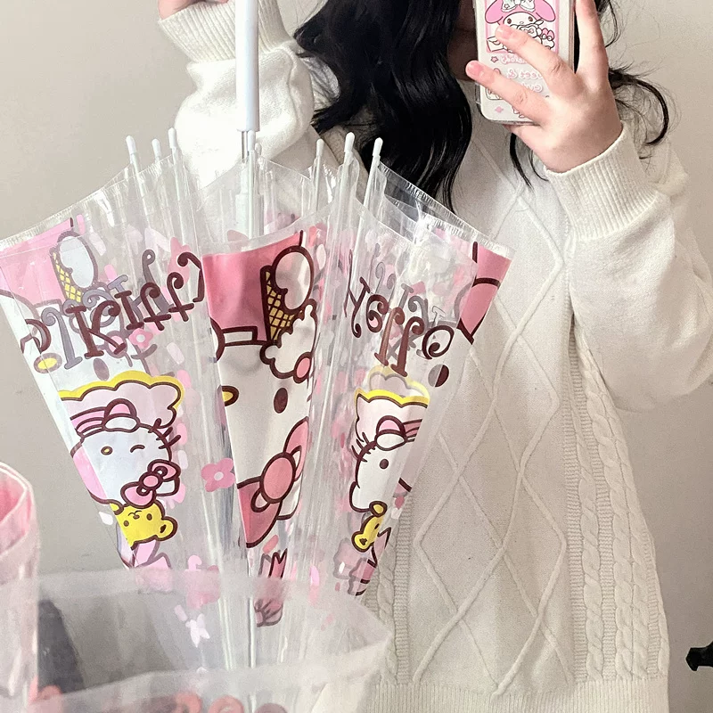 Hello Kitty, фуксия автоматический милый японский свежий зонт, полностью автоматический, интернет-селебрити