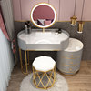 ZF round gray white 80cm table +round cabinet -Led mirror +golden bird nest stool