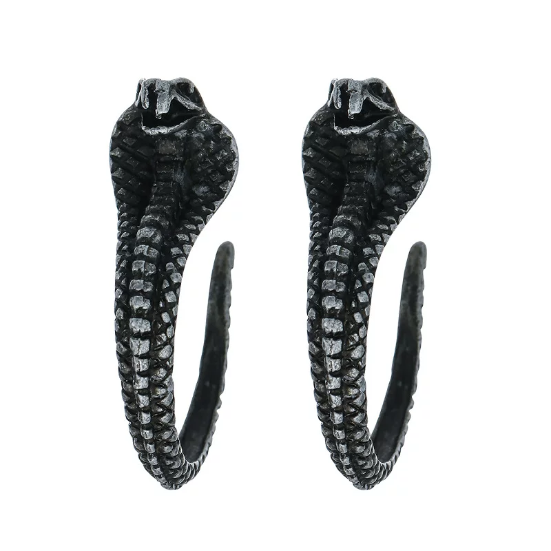 Snake Earring ladies个性夸张长版蛇纹蛇耳针耳环饰серьги