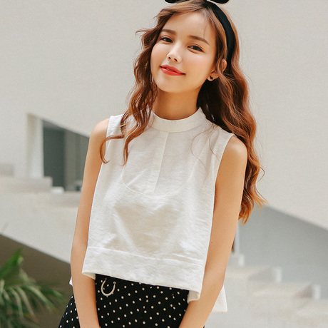 高品质南韩绒夏季露肚脐无袖t恤女宽松短款背心打底上衣百搭8252