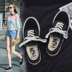 2018 mùa hè nóng Hàn Quốc phiên bản in giày vải nữ Harajuku ulzzang giày sinh viên chụp đường phố chic board giày thủy triều Plimsolls