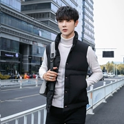 Phiên bản Hàn Quốc của áo vest nam cotton cổ điển màu không tay áo cotton mùa thu và mùa đông mới quần áo cotton cotton vest vest dày