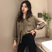 Bộ đồ mùa thu sớm cho nữ thời trang mới sang trọng của Hàn Quốc khí chất áo dài tay nữ lỗ quần jeans lưới đỏ hai mảnh