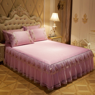 Hàn Quốc phiên bản của công chúa ren bông đệm mat giường váy băng lụa trải giường ba bộ có thể được rửa 1.8